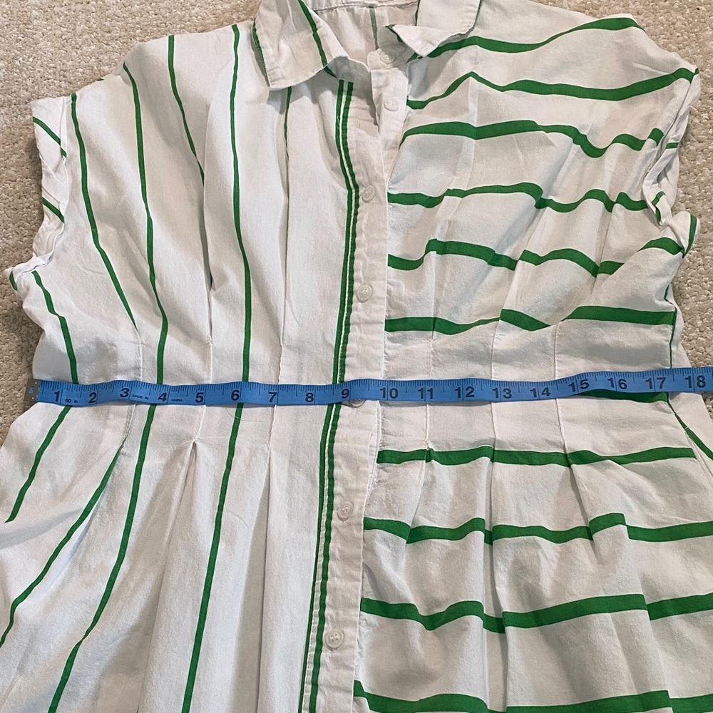 Elegant Green and White Striped Mini Dress - Picture 12 of 14